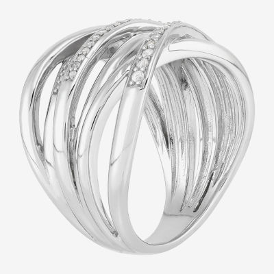 1/5 CT. Natural White Diamond Sterling Silver Bypass  Band