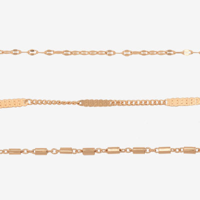 Arizona Gold Tone Chain 3-pc. 9 Inch Curb Ankle Bracelet