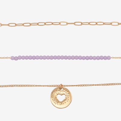 Arizona Gold Tone Layered Womens Heart 3-pc. Necklace Set