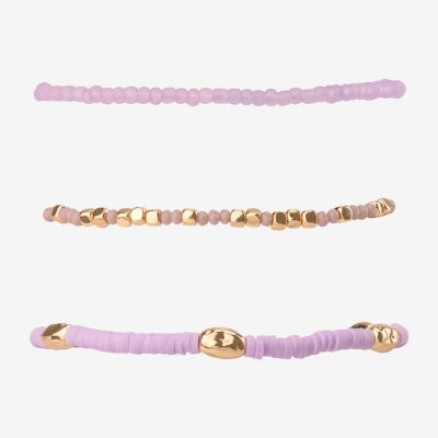 Arizona Gold Tone And Purple 5-pc. 7.5 Inch Link Bracelet Set