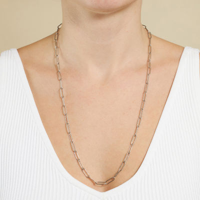 Silver Reflections Pure Over Brass 18-24" Paperclip Chain Necklace