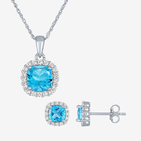 Gemstone Sterling Silver 2-pc. Jewelry Set, One Size, Blue Topaz