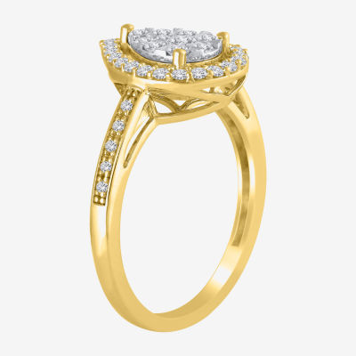 Womens 1/2 CT. T.W. Natural Diamond White 14K Two Tone Gold Cocktail Ring