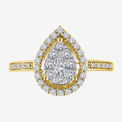 Womens 1/2 CT. T.W. Natural White Diamond 14K Two Tone Gold Cocktail Ring