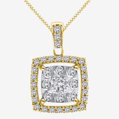 Womens 1/2 CT. T.W. Natural Diamond White Diamond 14K Two Tone Gold Pendant Necklace