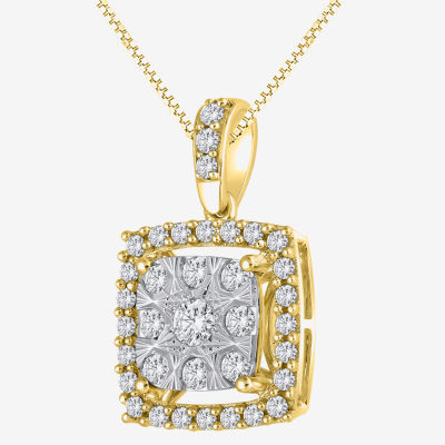 Womens 1/2 CT. T.W. Natural White Diamond 14K Two Tone Gold Pendant Necklace