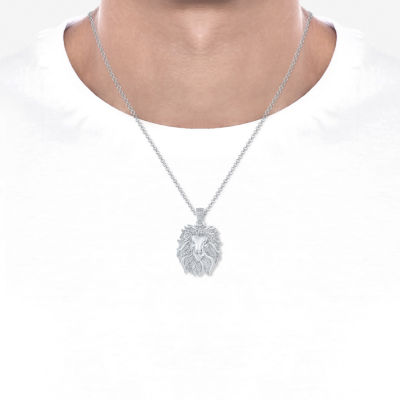 Mens 1 1/2 CT. T.W. Natural White Diamond Sterling Silver Pendants