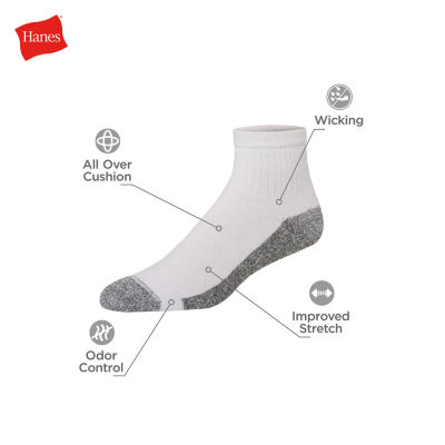 Hanes 8 Pair Quarter Ankle Socks Mens