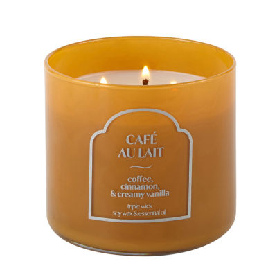 Distant Lands 14oz Cafe Au Lait 3-Wick Scented Jar Candle, Color