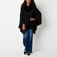 Liz Claiborne Fur Wrap Solid Wrap, One Size, Black