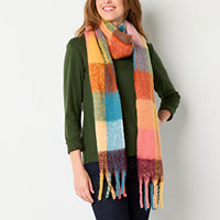 a.n.a Plaid Skinny Scarf, One Size, Blue