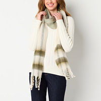 a.n.a Plaid Skinny Scarf, One Size, Green