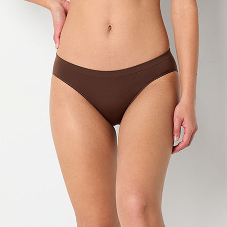 Ambrielle Seamless Bikini Panty, 2x, Brown