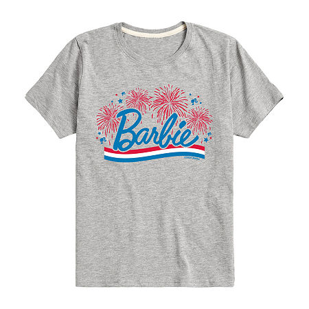 Big Girls Crew Neck Short Sleeve Barbie Graphic T-Shirt, X-large, Gray