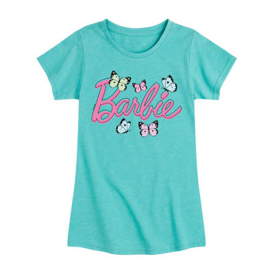 Big Girls Round Neck Short Sleeve Barbie Graphic T-Shirt