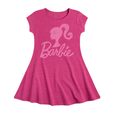 Big Girls Short Sleeve Barbie Fit + Flare Dress