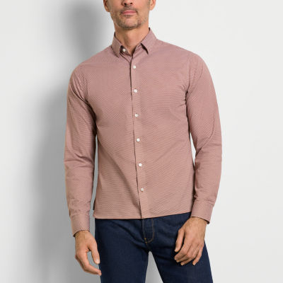 Van Heusen Mens Regular Fit Long Sleeve Geometric Button-Down Shirt