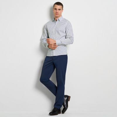 Van Heusen Mens Slim Fit Long Sleeve Checked Button-Down Shirt