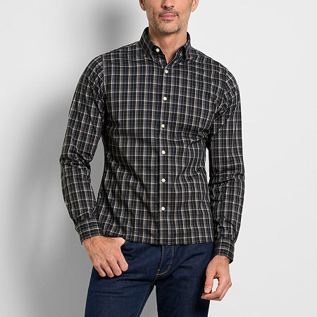 Van Heusen Mens Slim Fit Long Sleeve Plaid Button-Down Shirt, X-large, Gray