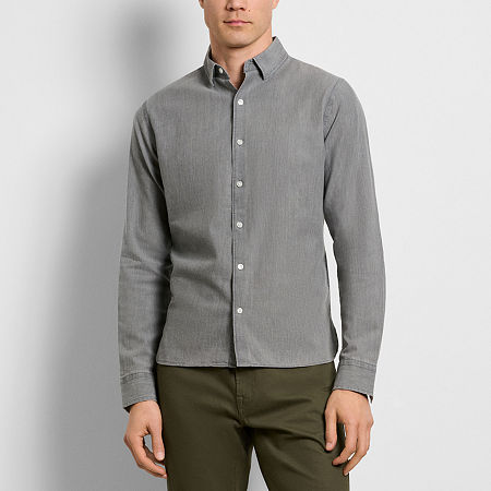 Van Heusen Mens Slim Fit Long Sleeve Button-Down Shirt, X-large, Gray