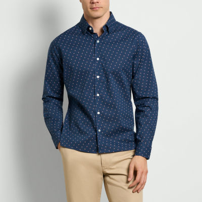 Van Heusen Mens Regular Fit Long Sleeve Leaf Button-Down Shirt