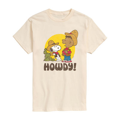 Mens Short Sleeve Peanuts Howdy Graphic T-Shirt