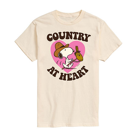 Mens Short Sleeve Peanuts Country At Heart Graphic T-Shirt, X-large, Beige