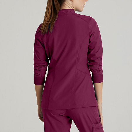 Barco One Bow894 Venture 4-Pocket Banded Collar Warm-Up Womens Plus Tall Wrinkle Resistant Scrub Jacket, 5x-large, Purple