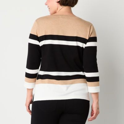 Liz Claiborne Womens Round Neck 3/4 Sleeve Pullover Sweater