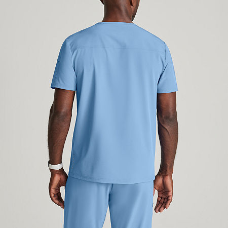 Barco One Bot195 Velocity 2-Pocket Mens V Neck Wrinkle Resistant Short Sleeve Scrub Top, Medium, Blue