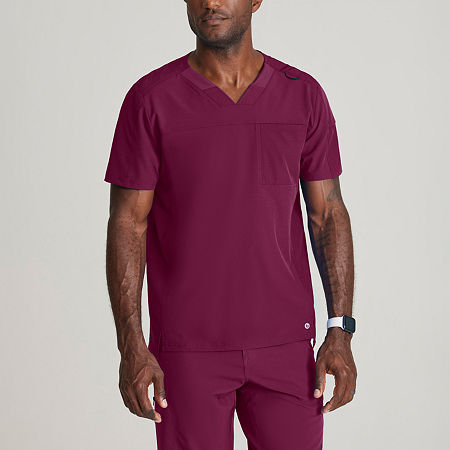 Barco One Bot195 Velocity 2-Pocket Mens V Neck Wrinkle Resistant Short Sleeve Scrub Top, Medium, Purple