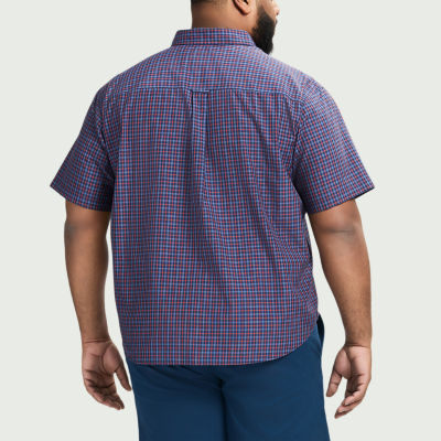 IZOD Breeze Big and Tall Mens Classic Fit Short Sleeve Plaid Button-Down Shirt