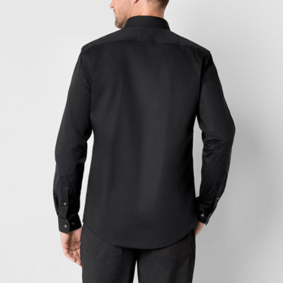 J. Ferrar Mens Long Sleeve Slim Fit Stretch Fabric Wrinkle Free Button-Down Shirt