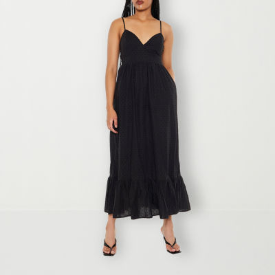 Forever 21 Maxi Woven Dress Womens Juniors Sleeveless Dots Fit + Flare