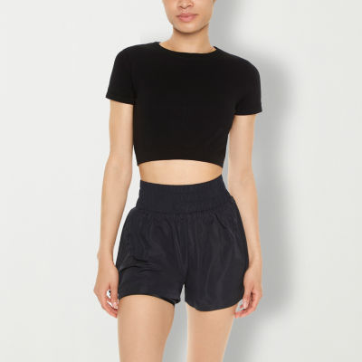 Forever 21 Sport Womens Crew Neck Short Sleeve Active Crop Top Juniors