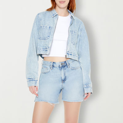 Forever 21 Denim Zip Up Lightweight Juniors Cropped Jacket MainPlace Mall