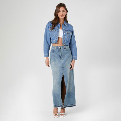 Forever 21 Chambray Lightweight Denim Juniors Cropped Jacket