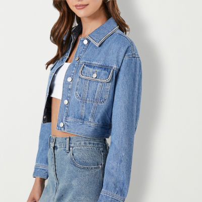 Forever 21 Chambray Lightweight Denim Juniors Cropped Jacket