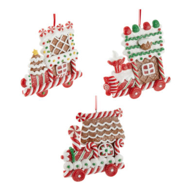 North Pole Trading Co. Gingerbread Trains Set 3-pc. Christmas Ornament