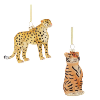 North Pole Trading Co. Tiger And Leopard Set 2-pc. Christmas Ornament