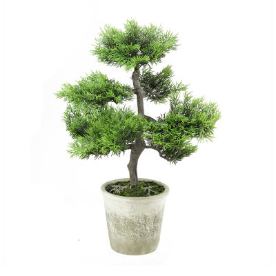 20.25'' Green Artificial Japanese Bonsai Tree in Distressed Finish Pot