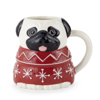 North Pole Trading Co. Holiday Pug Coffee Mug