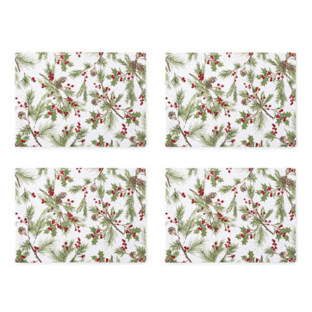 North Pole Trading Co. Holly Berry Placemats, One Size, White