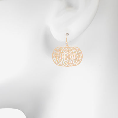 Bijoux Bar Delicates Halloween Gold Tone Filigree Pumpkin Womens Drop Earrings