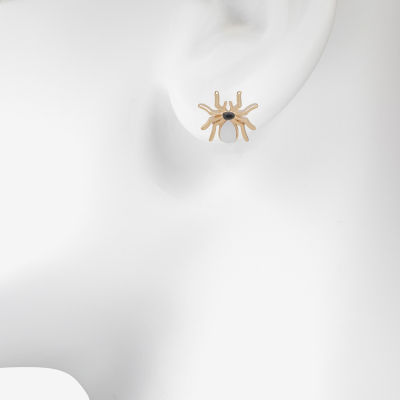 Bijoux Bar Delicates Halloween Gold Tone Spider & Web Womens Glass 2 Pair Earring Set