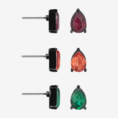 Bijoux Bar Delicates Halloween Two Tone Womens Multi Color Glass 3 Pair Earring Set