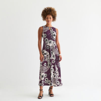 Sandra Darren Womens Sleeveless Floral Maxi Dress