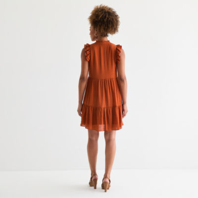 Sandra Darren Womens Short Sleeve Shift Dress