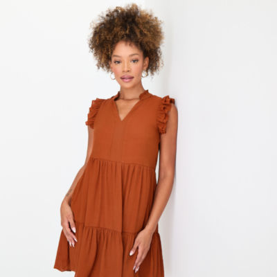 Sandra Darren Womens Short Sleeve Shift Dress