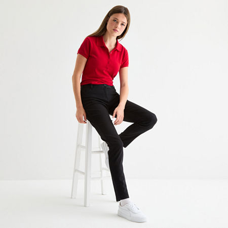 IZOD Womens Juniors Skinny Flat Front Pant, 8, Black